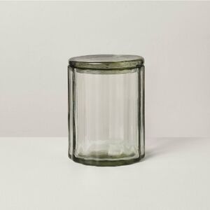 Hearth & Hand With Magnolia Large Fluted Glass Bathroom Canister Light Green
